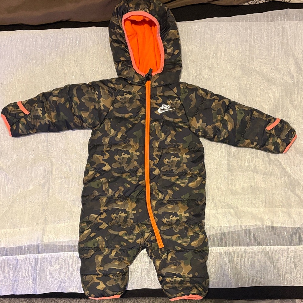 Nike Kids Camo One Piece with Bright Orange Trim